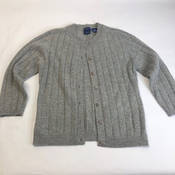 Geronimo Sweaters - Geronimo Women's Size Medium Gray Cable Button Wool Blend Cardigan Sweater